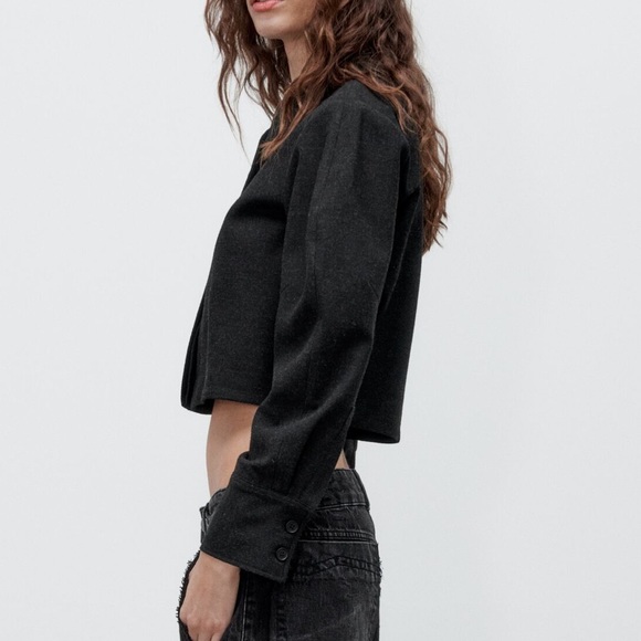 ZARA CROPPED LONG SLEEVE SHIRT - Picture 3 of 9